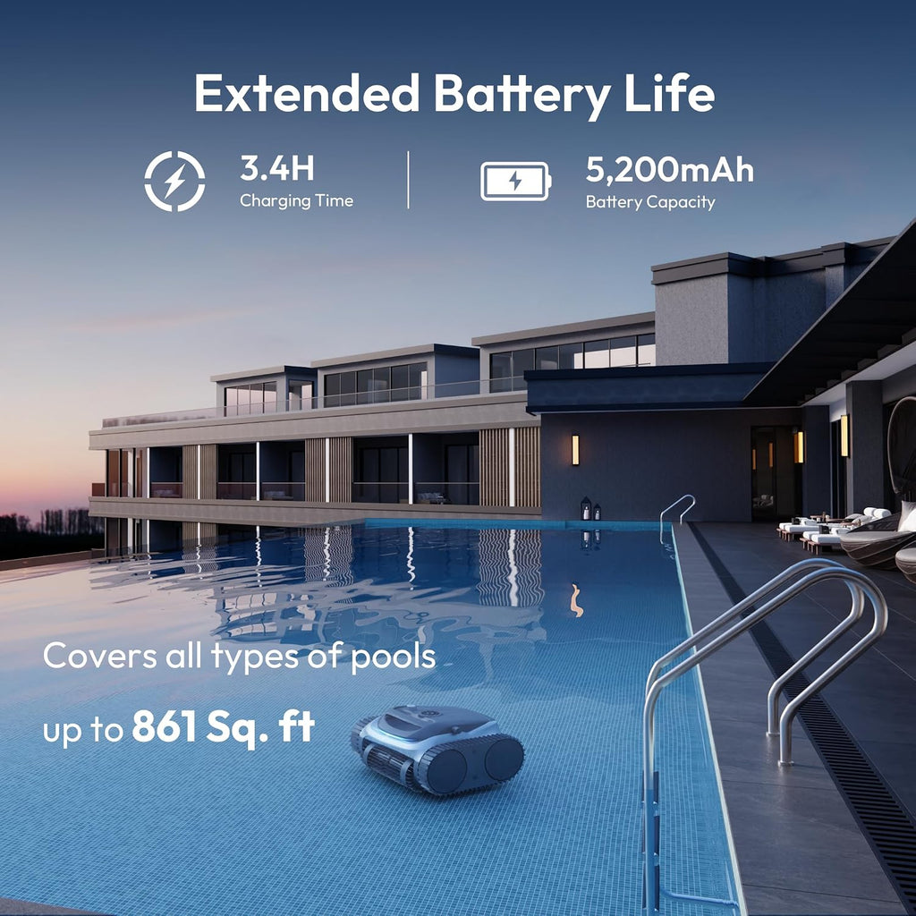 Bubot 700 Cordless Pool Vacuum for Inground & Above Ground Pools, Robotic Pool Cleaner with Superior Suction, Smart Navigation, APP Control, Wall/Waterline Cleaning, 210-Min Runtime (Silver)