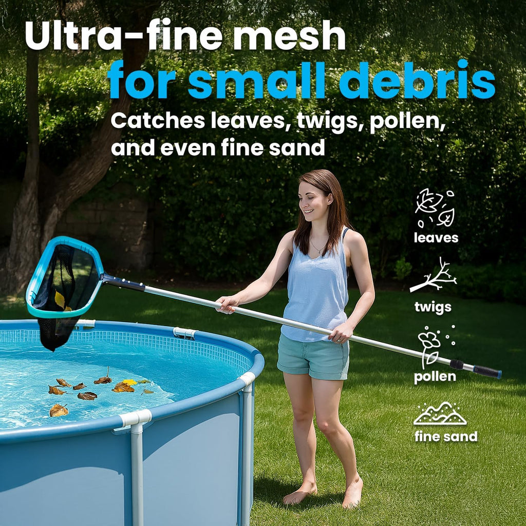 XtremepowerUS InGround Suction Vacuum Pool Cleaner Set – Climb Wall Automatic Cleaner with 30FT Hose + 17-Inch Leaf Skimmer Net
