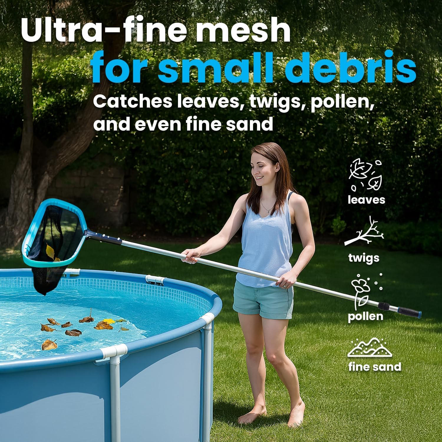 XtremepowerUS InGround Suction Vacuum Pool Cleaner Set – Climb Wall Automatic Cleaner with 30FT Hose + 17-Inch Leaf Skimmer Net