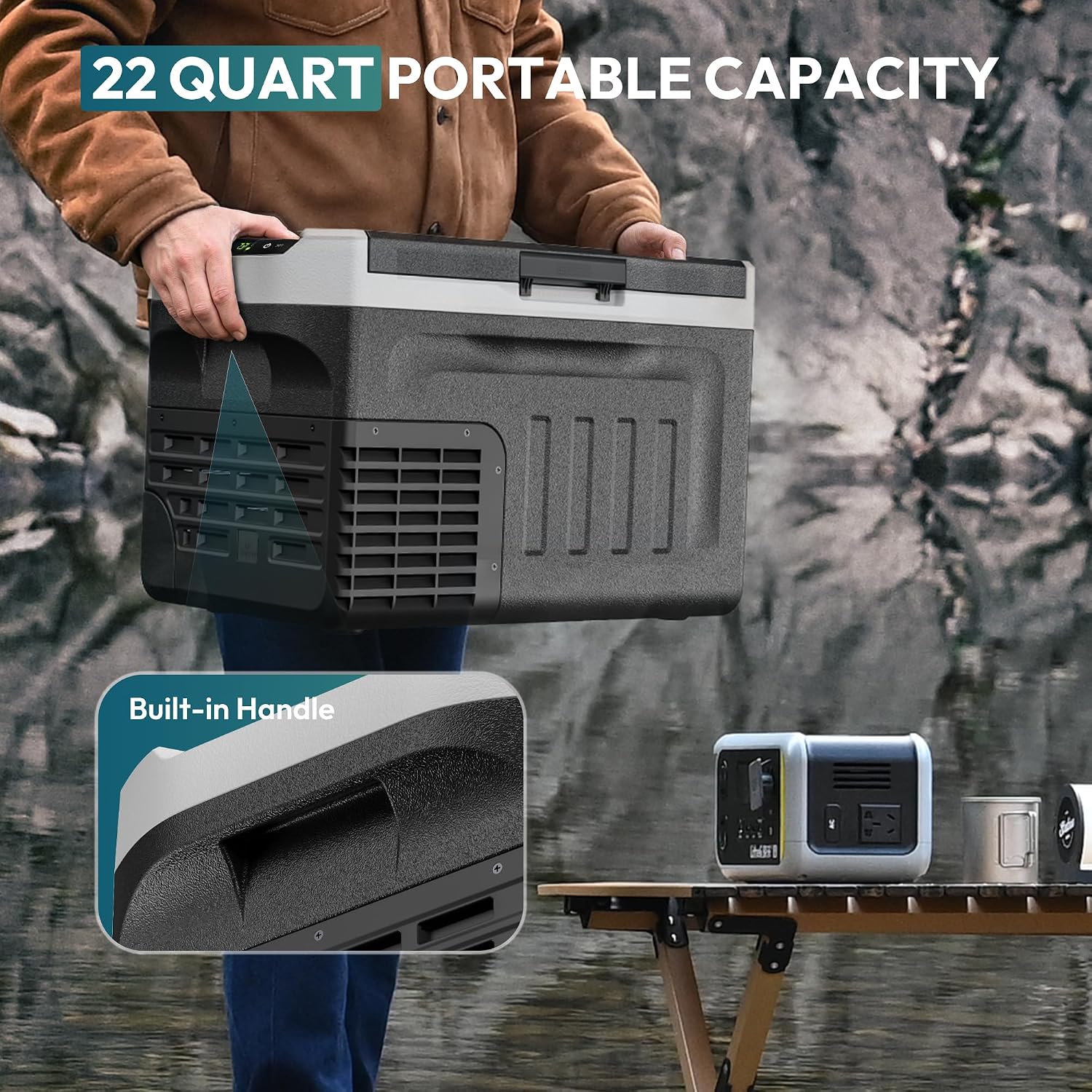 EUHOMY 12 Volt Refrigerator, 32QT(30L) 12V Cooler, Compressor Electric Cooler -4℉~68℉, 12V Fridge 12/24V DC 100-240V AC, Portable Freezer for Camping, Travel, Home, Truck