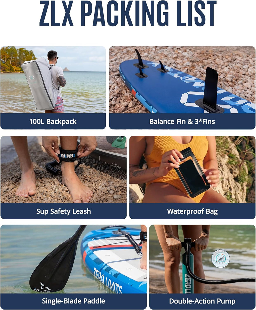 ZLX 11'6'x35' Ultra Wide Inflatable Stand Up Paddle Board | Stable Non-Slip Deck Pad, Unique Fin System, Premium SUP Accessories & Backpack - Upgraded Pump for Adults, All Skill Levels