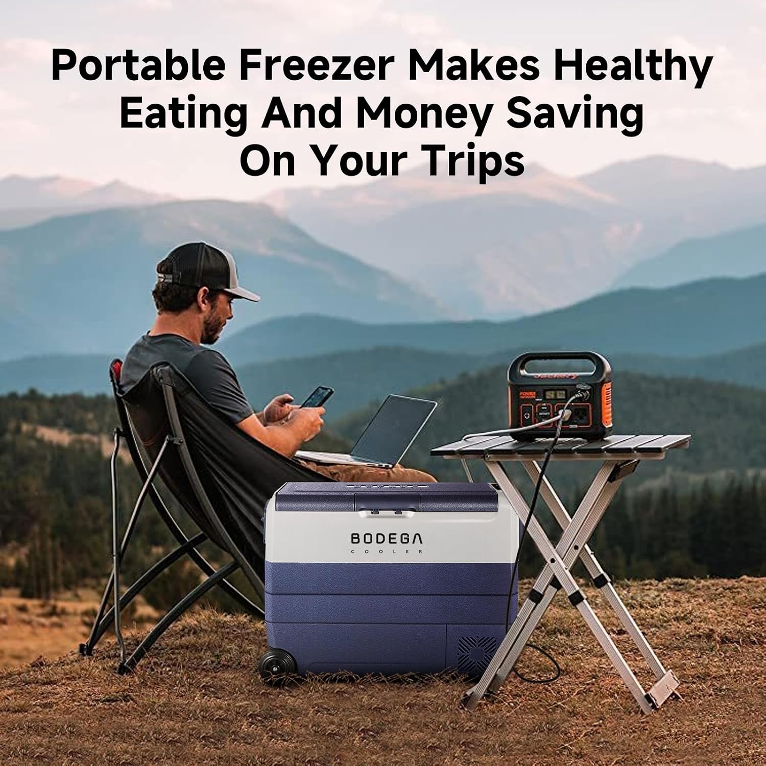 BODEGA COOLER 12 Volt Car Refrigerator,64 Quart Portable Fridge Cooler APP Control,-4℉-68℉ 60L Dual Zone Car Freezer Cooler, 12/24V DC and 100-240V AC for Camping,Travel,RV,Boat,Van,Road Trip
