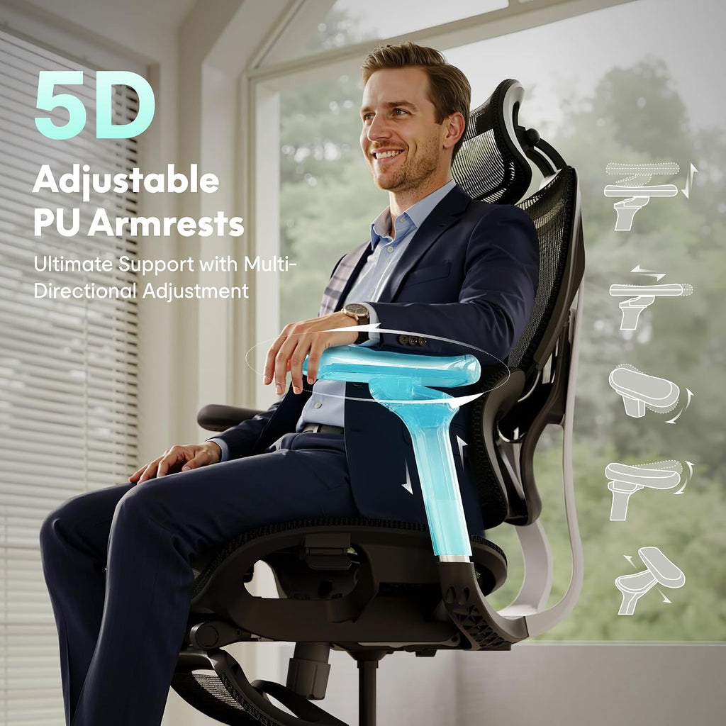 FLEXISPOT ErgoX Max Ergonomic Office Chair with footrest Black - Aluminum Alloy Frame & Base, 661 lb Capacity, 5D Armrests, 4D Adaptive Lumbar & 4D Headrest 1
