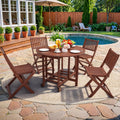 Greesum 5 Piece Patio Folding Furniture Bistro Set All-Weather Outdoor Conversation Round Table and Chairs for Pool Beach Backyard Balcony Porch Deck Garden, Dark Brown