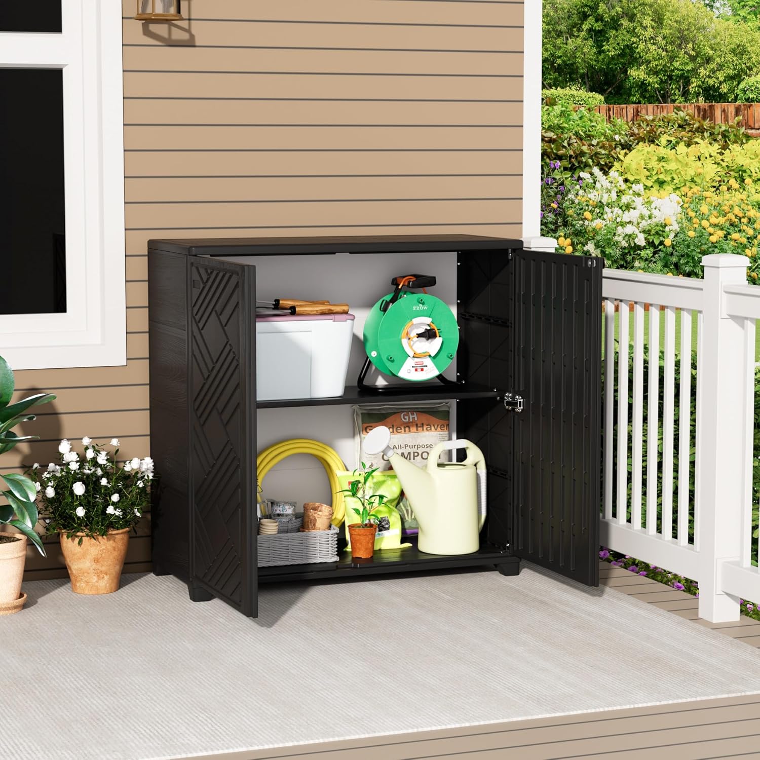 Mrosaa Storage Box Outdoor Caninet,Resin Indoor Storage Box Waterproof Outdoor Storage Cabinets for Patio/Garden/Backyard