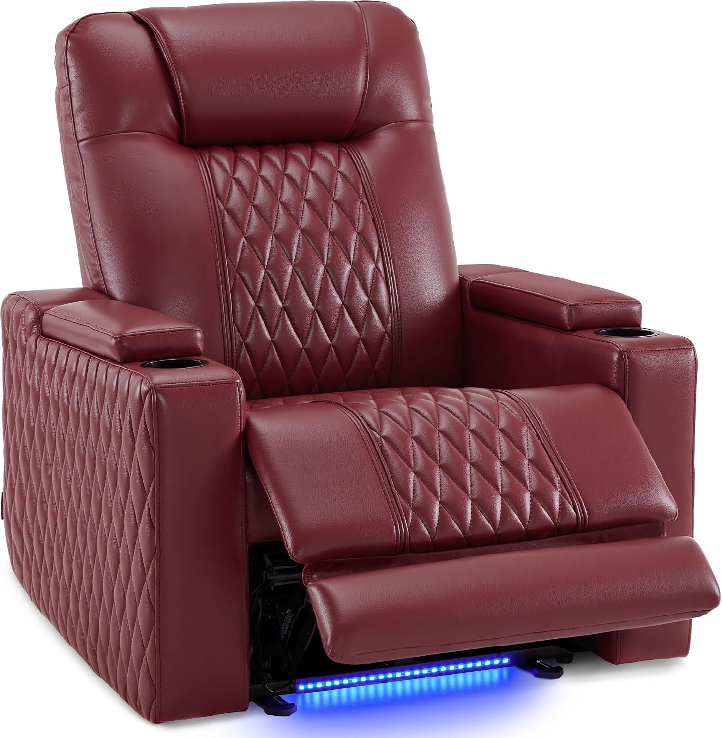 MCombo Oversized Power Recliner Chair with Adjustable Headrest & LED Light for Adults, Zero Gravity Recliner with USB & Type C Ports, Cup Holders for Living Room & Home Theater, Faux Leather HTS401