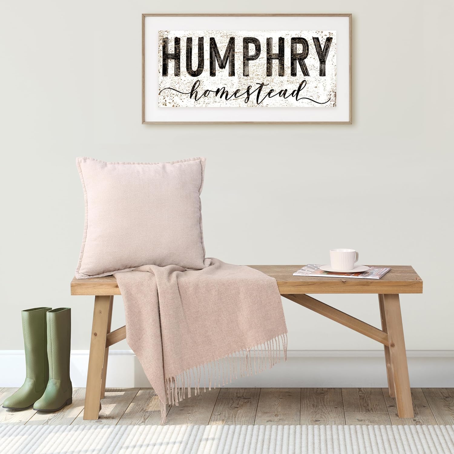 Wnutrees Sawmill Long Wood Bench, 43' Farmhouse Entryway Bench for Living Dining Room, Rustic Entry Way Benches Seat, Solid Wood, Handcraft Finshed, Natural