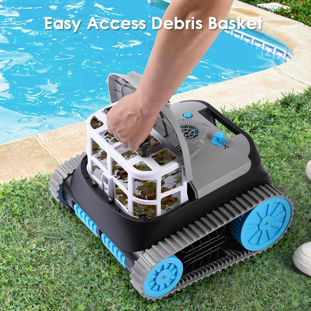 NIXBOT QP5 Robotic Pool Cleaner, Cordless Pool Vacuum for Inground Pools, Dual-Motor Turbine System, Robotic Pool Vacuum for Above Ground Pools with Wall Climing and Navigation Technology