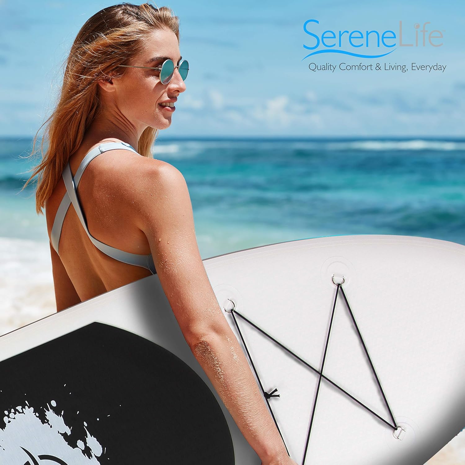 SereneLife 10' Inflatable Stand Up Paddle Board 2-Pack with Premium SUP Accessories – 32' Wide Stable Design with Non-Slip EVA Deck Pad for Youth and Adults, 350 lbs. Capacity Each