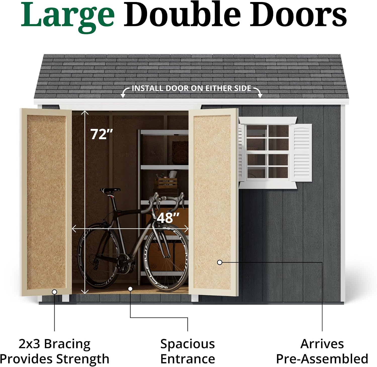 Little Cottage Co. 8x10 Value Workshop Shed with Operable Windows and Floor, Outdoor Wood Storage Do-It-Yourself Precut Kit