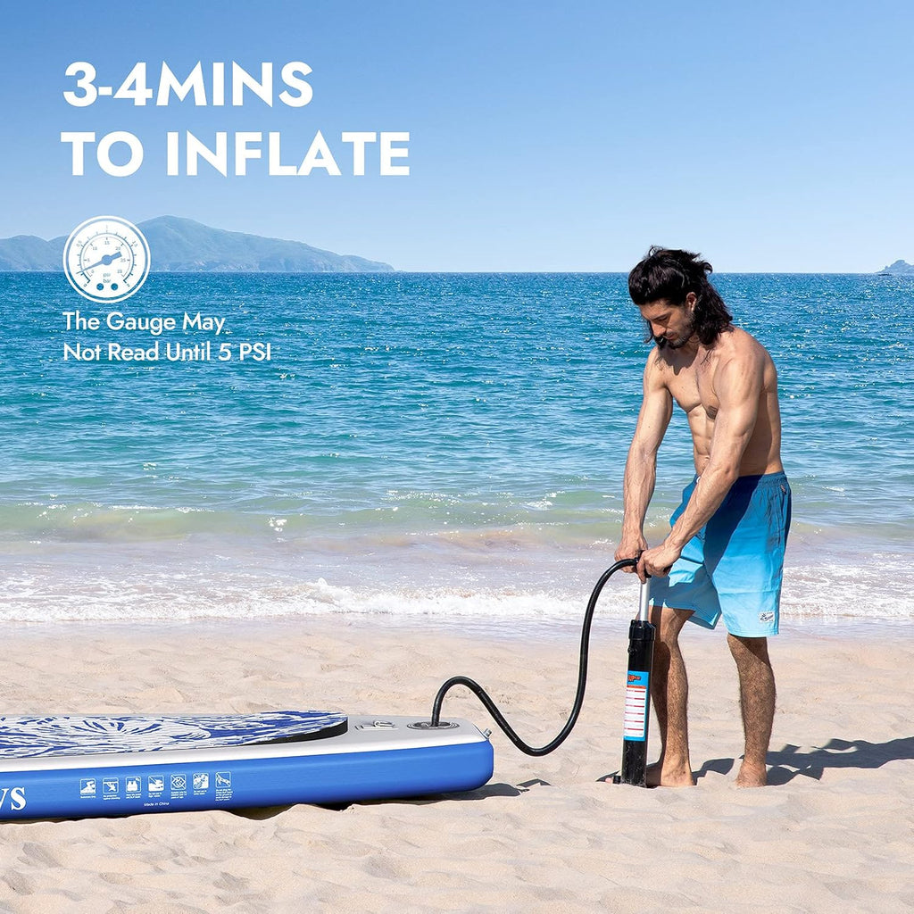 Ciays Inflatable Stand Up Paddle Board W SUP Accessories of Backpack, 2 Fins, 2 Bags, Leash, Floating Paddles and Double Action Hand Pump All-Around Paddleboard Perfect for Yoga, Tour, Fishing