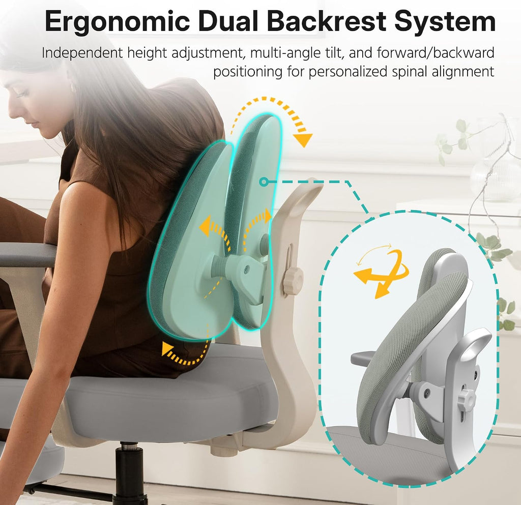 AreShark Criss Cross Office Chair with Armrest Wheels & Stretchable Rotating Footrest, Ergonomic Cross Legged Swivel Chair with Back Support& Adjustable Height for Yoga Kneeling Meditation Home Office