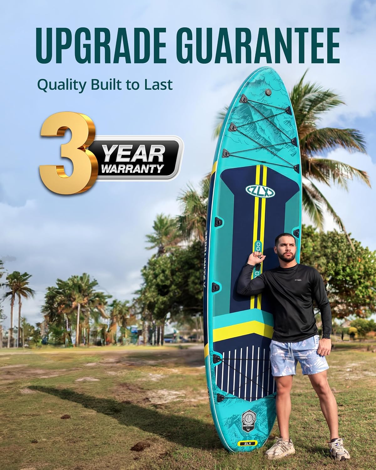 ZLX 11'6'x35' Ultra Wide Inflatable Stand Up Paddle Board | Stable Non-Slip Deck Pad, Unique Fin System, Premium SUP Accessories & Backpack - Upgraded Pump for Adults, All Skill Levels