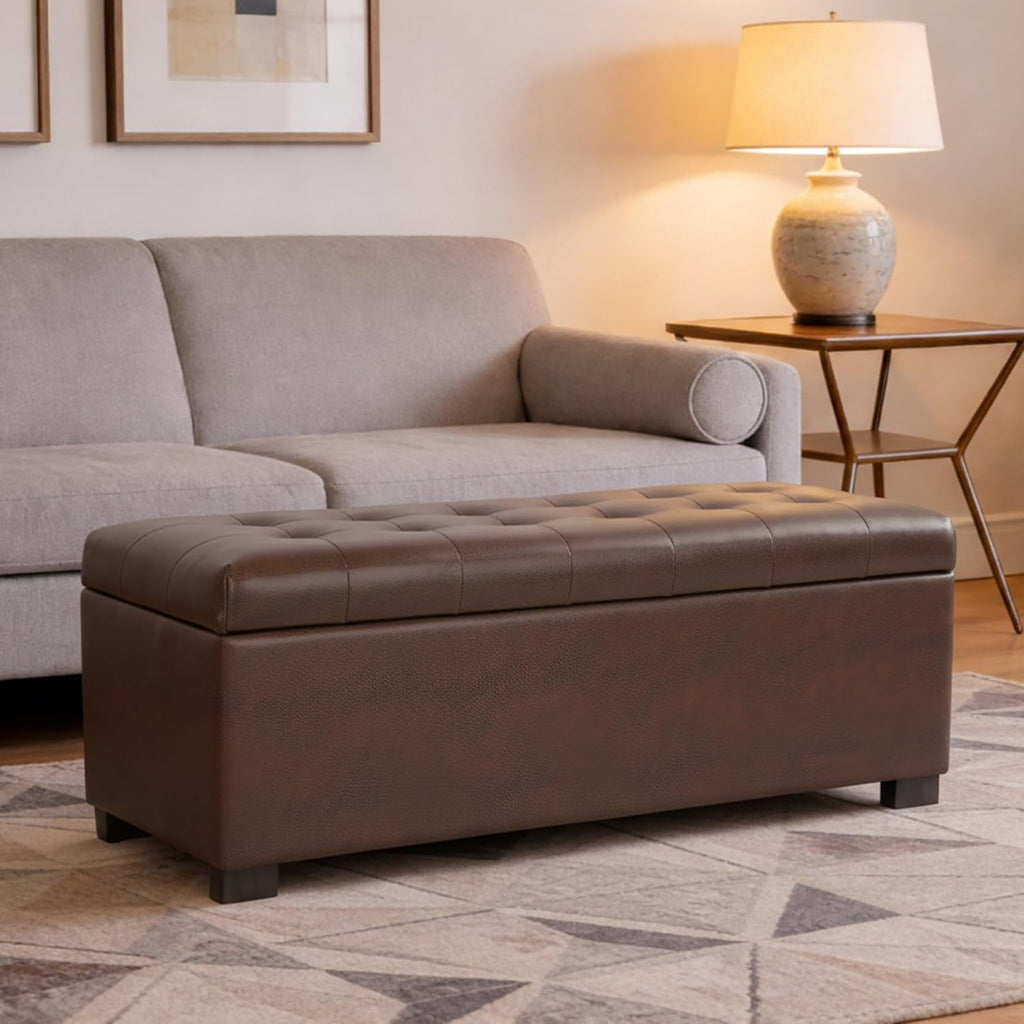HomePop Large Tufted Storage Bench - Antique Brown