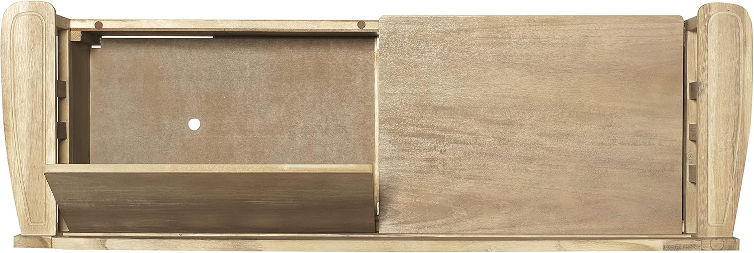 Linon Frankie Natural Wood Washed Storage Bench