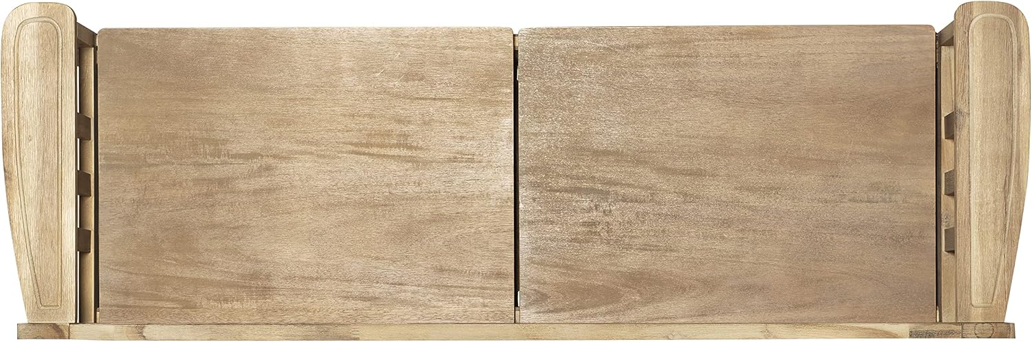 Linon Frankie Natural Wood Washed Storage Bench