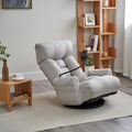 360° Swivel Floor Gaming Chair with 5 Position Adjustable, Folding Gaming Sofas with Phone Holder & Pockets, Cushion Padded Chaise Lounge Chair for Adults, Home Office Floor Leisure Chairs, Grey
