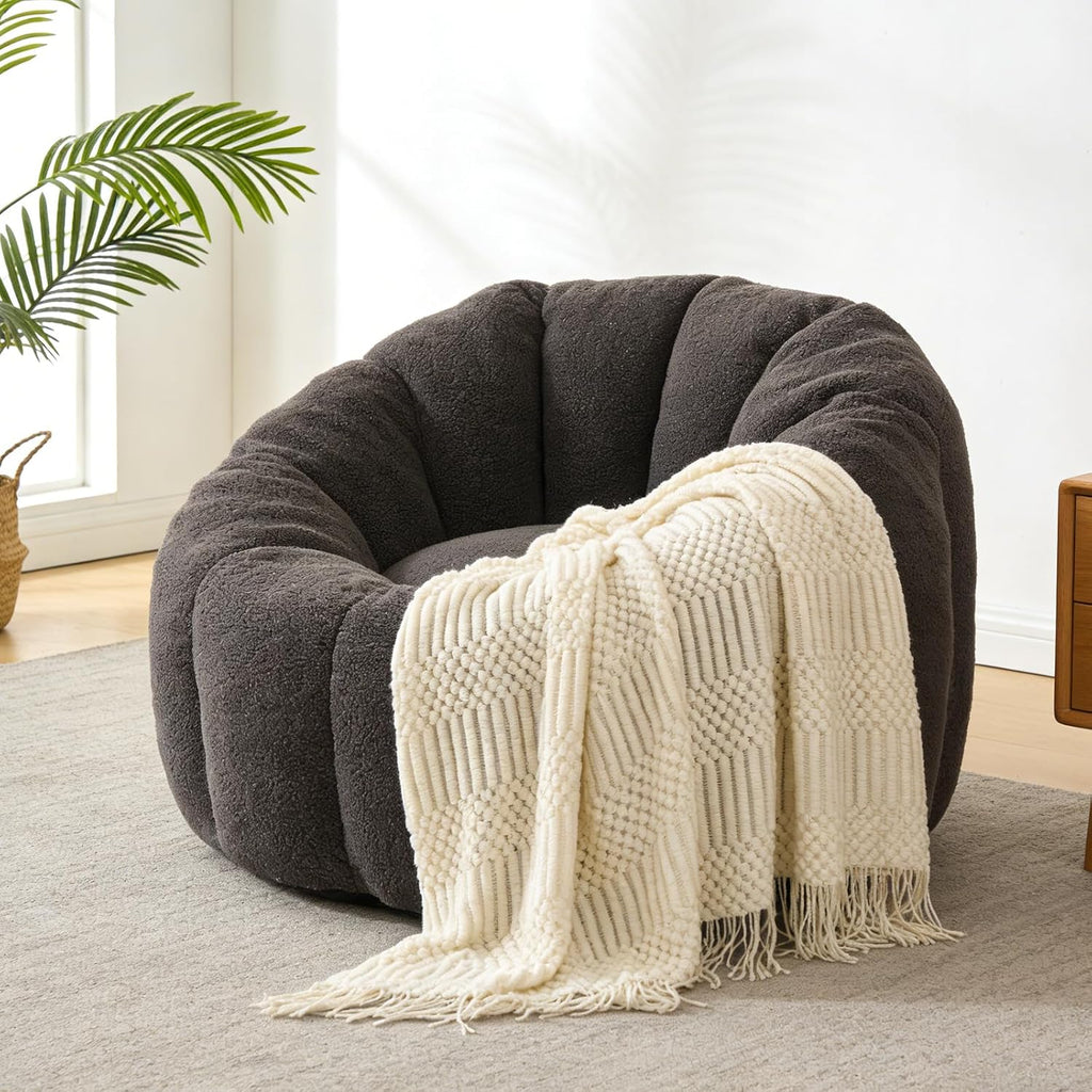 Bean Bag Chair Gaming Sofa for Adults & Kids, Big Beanbag Chairs Reading Couch with Ergonomic Armrests, Oversized Memory Foam Lounge Chair for Living Room/Bedroom, Dark Gray