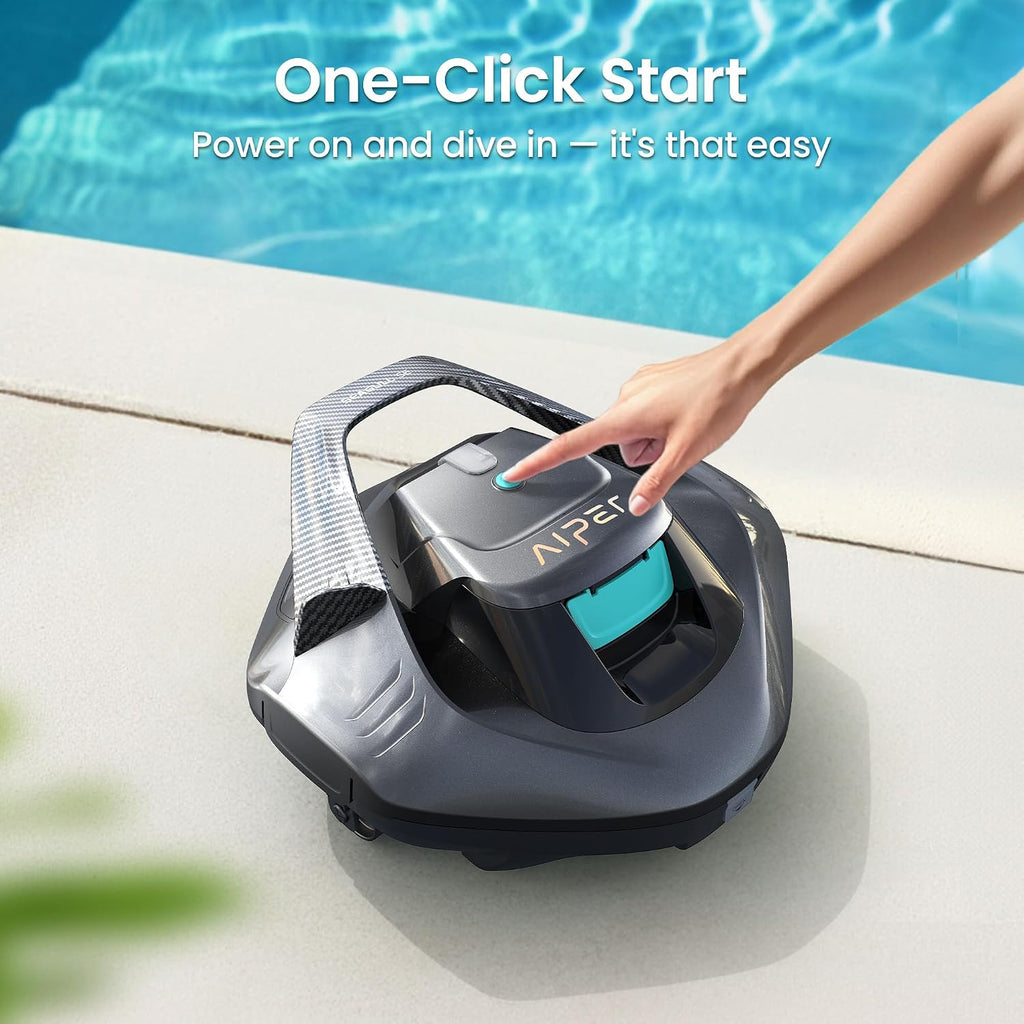 AIPER Cordless Robotic Pool Vacuum, Self-Parking Technology, Portable, Ideal for Above-Ground Flat Pool up to 40 Feet(Renewed)