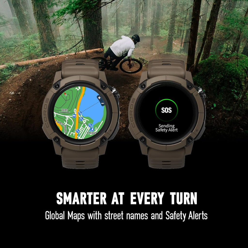 COROS NOMAD Outdoor GPS Smartwatch, 1.3' MIP Touchscreen, Global maps with Turn-by-Turn Navigation, 22 Days Battery Life, Microphone Records Voice Notes, Real-time Weather, and Safety alerts (Brown)