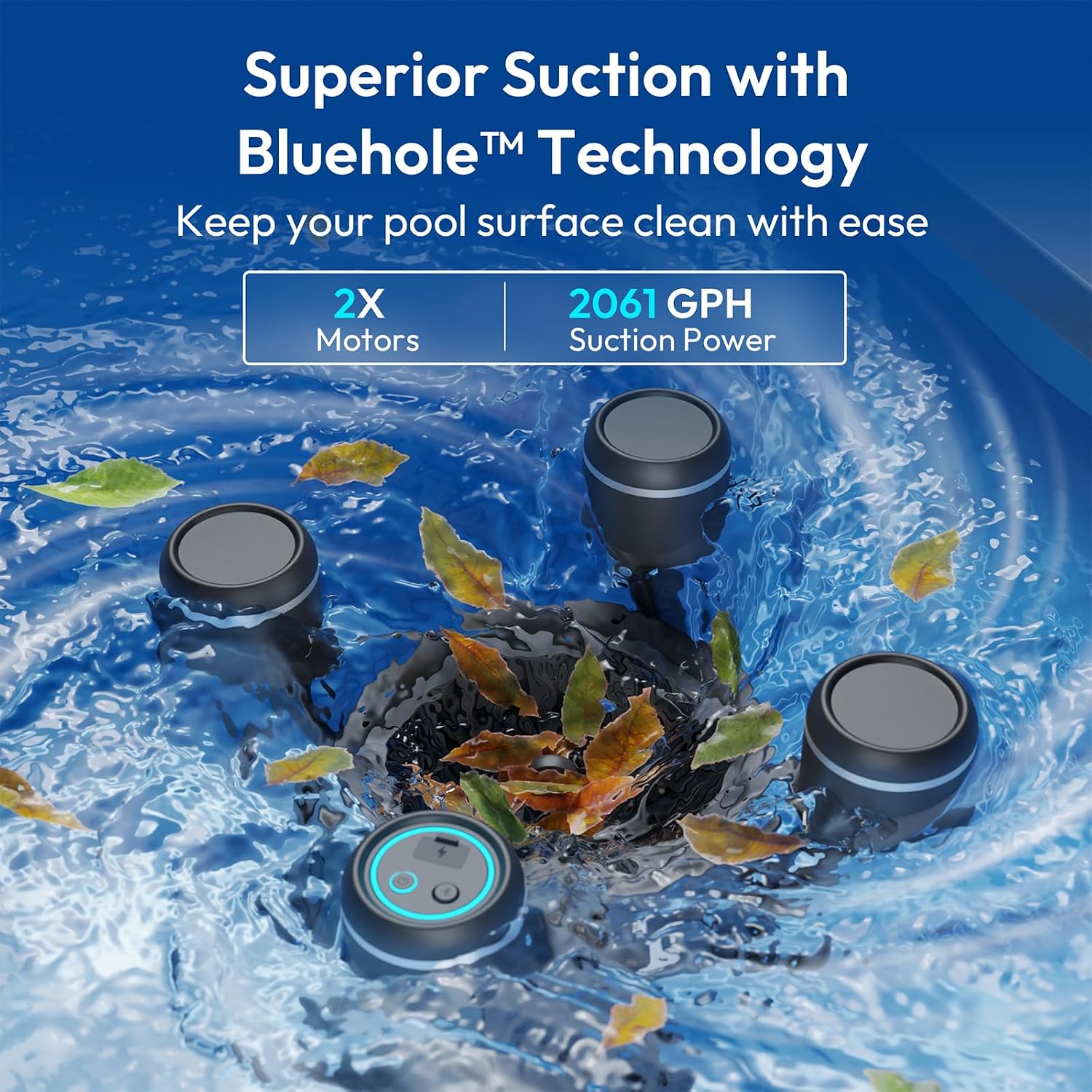 (2026 Upgrade) BUBLUE BuVortex V5 Pool Skimmer Robot,Pool Surface Skimmer Robot with App Control,5L Filter,Dual Cleaning Modes,AI Navigation,Ideal for In-Ground & Above-Ground Pools,Dark Gray