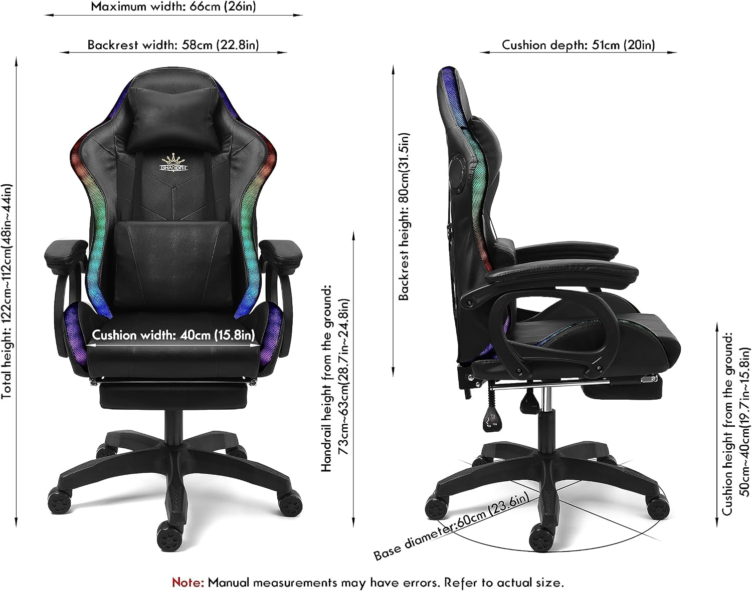 Gaming Chair with RGB LED Light Ergonomic Massaging Computer Gaming Chair, Video Gaming Chair with Footrest, Reclining Gaming Chair with Speakers Office Chair,Pink