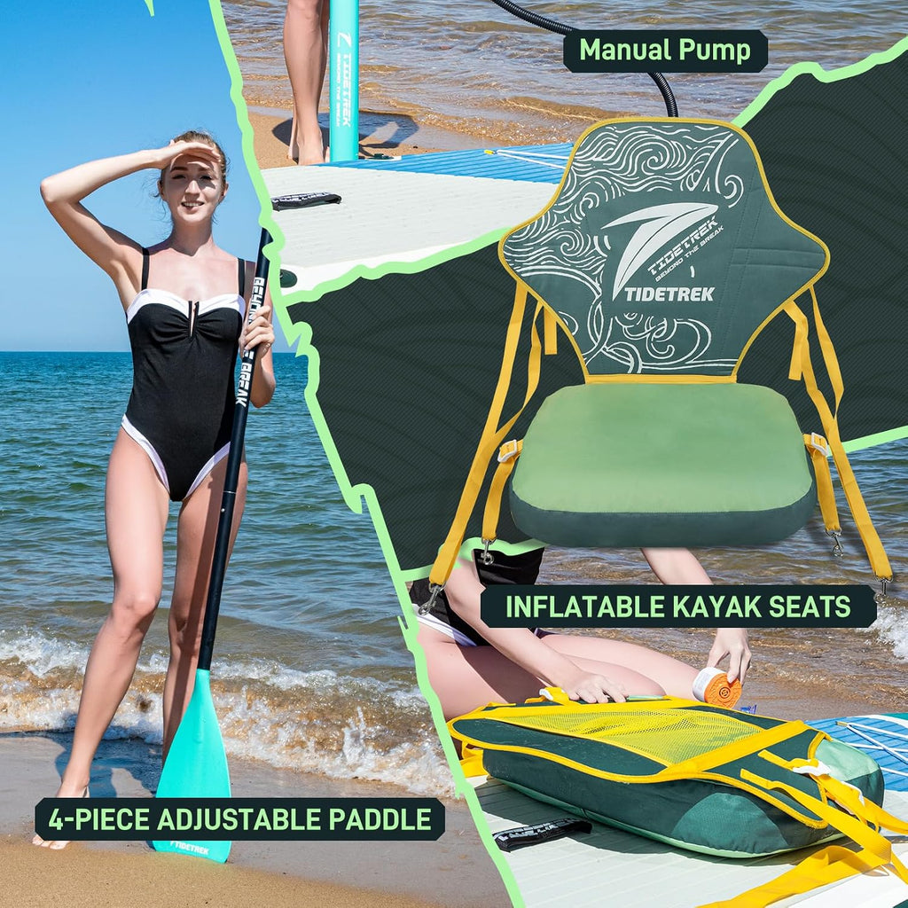 11'6' Inflatable Stand Up Paddle Boards, Premium SUP Accessories, Non-Slip Comfort Deck for Youth & Adults