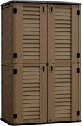 ADDOK Outdoor Storage Sheds Waterproof,Resin Outdoor Storage Cabinet Lockable, Double-Layer Storage Shed for Patios/Generator/Long-Handled Tools