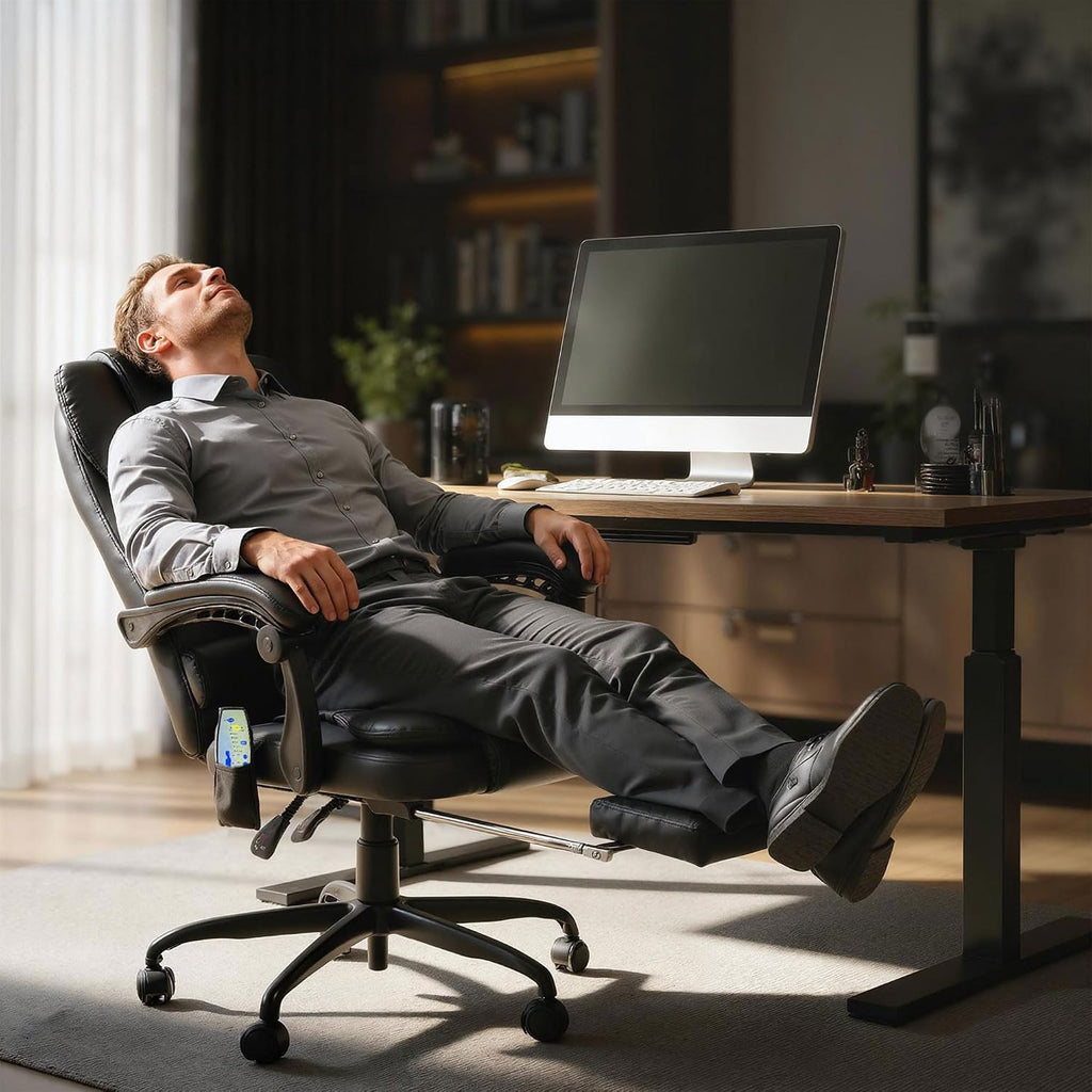 Vinsetto 7-Point Vibrating Massage Office Chair, High Back Computer Chair with Lumbar Support, Footrest, Reclining Back, Adjustable Height, Black