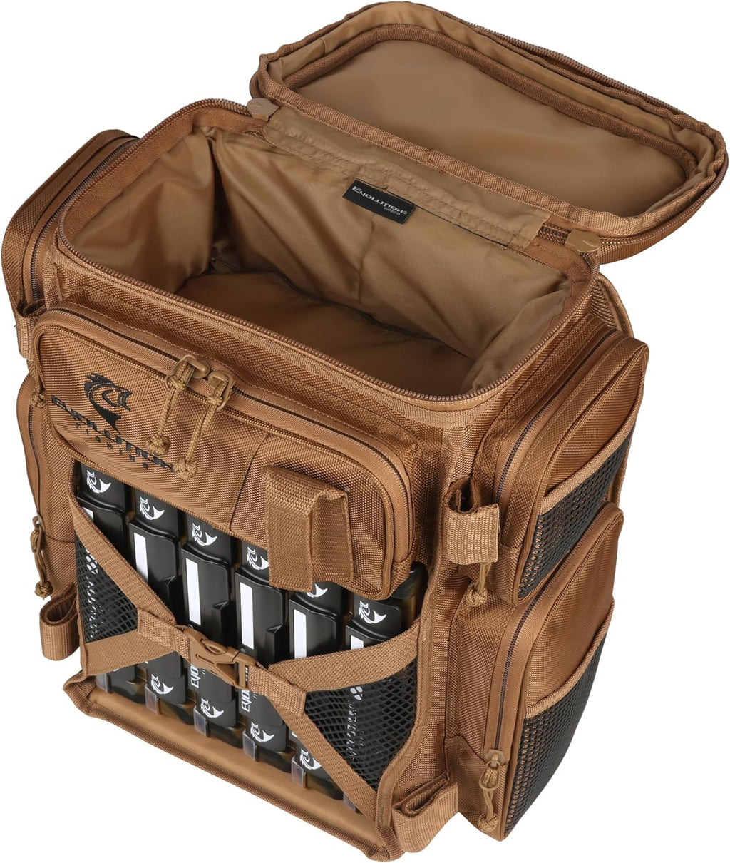 Evolution Fishing Drift Series Tackle Backpack, Outdoor Rucksack w/ 6 Fishing Tackle Trays, Heavy Duty