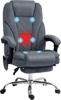 Vinsetto Massage Office Chair with Foot Rest, Executive Computer Desk Chair with 6 Vibration Point and Heat, Reclining Backrest, Swivel Wheels, Adjustable Height, Charcoal Gray