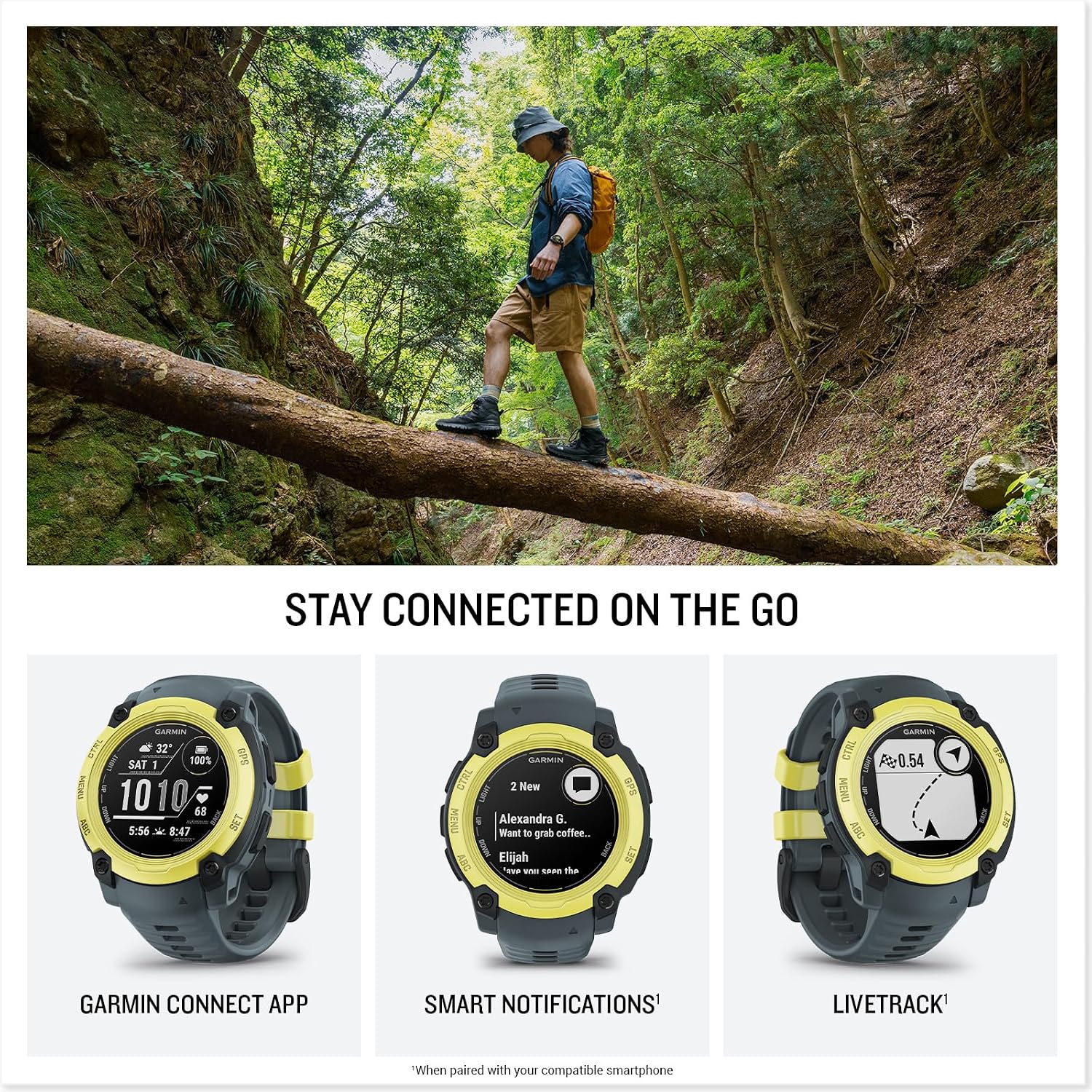Garmin Instinct E 40mm, Outdoor GPS Smartwatch, 24/7 Health Monitoring, Up to 14 Days of Battery Life, Electric Lime/Twilight (010-02932-01) with Earbuds Bundle