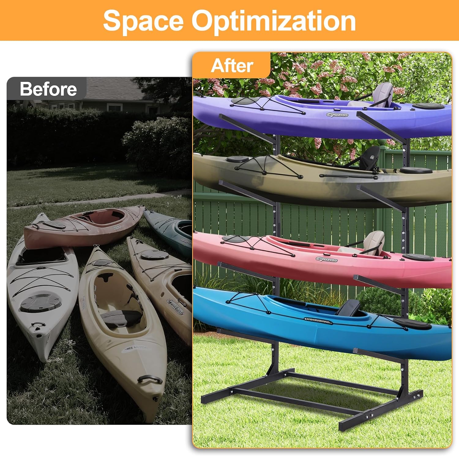 Kayak Storage Rack, Adjustable Kayak SUP Stand, Weatherproof and Heavy Duty Surfboard Storage Rack, Hold up Kayaks, SUPs, Paddleboards, Canoes