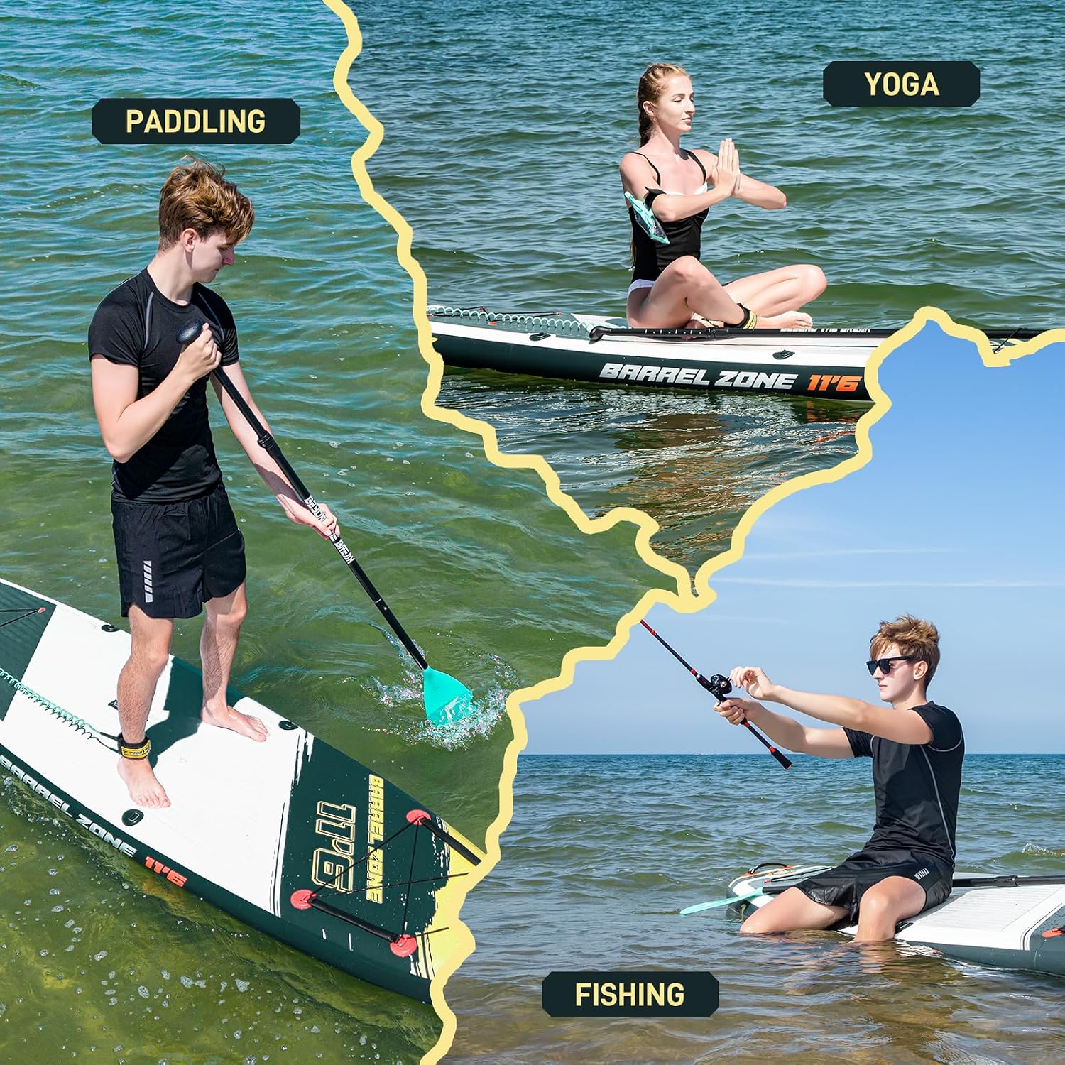11'6' Inflatable Stand Up Paddle Boards, Premium SUP Accessories, Non-Slip Comfort Deck for Youth & Adults