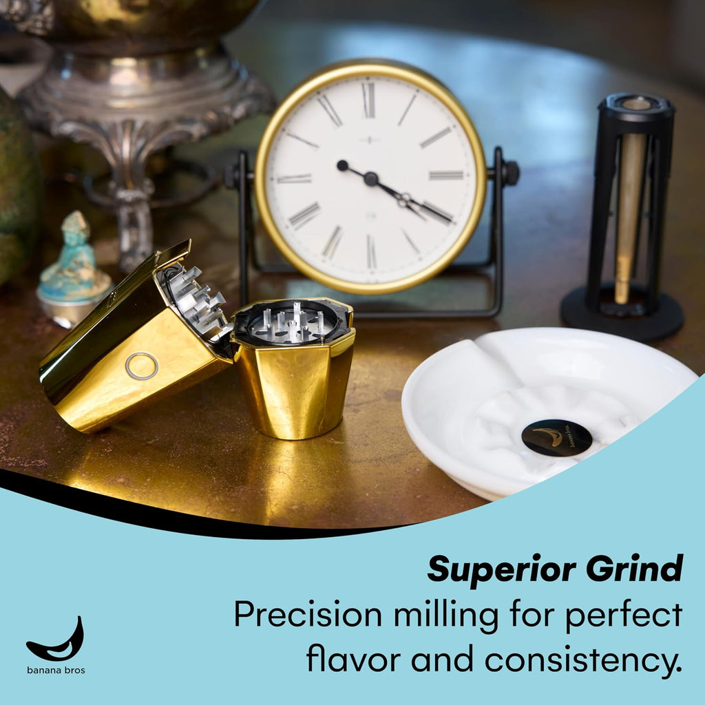 Banana Bros OTTO Electric Smart Spice Grinder - Automatic Herb Grinder with Smart Technology - Rechargeable via USB - Portable Milling for Dry Herbs and Spices - Gold - No Carrying Case