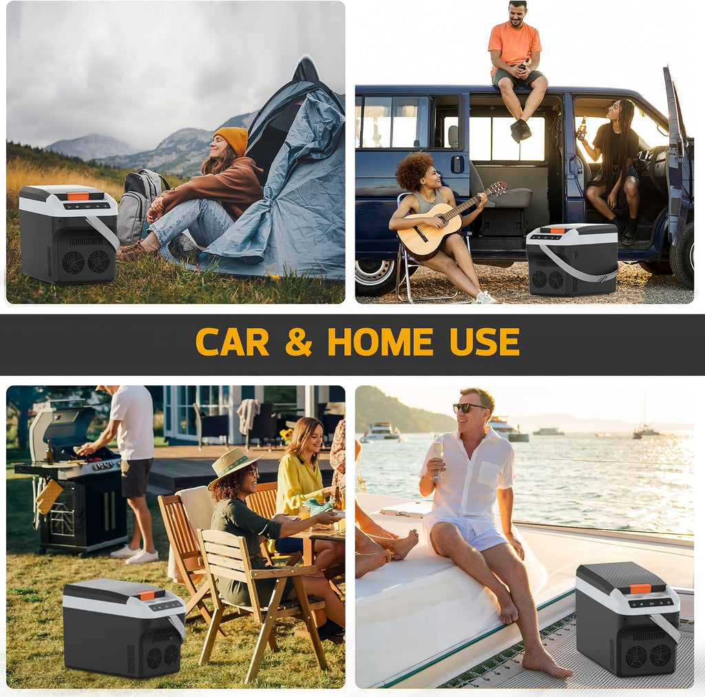 Kikihuose 12V Car Refrigerator Cooler/Warmer 23 Quart (22L) Portable Electric Car Cooler with 12 Volt DC &120V AC, Plug In Thermoelectric Fridge for Vehicles, Camping, RV, Dark Grey