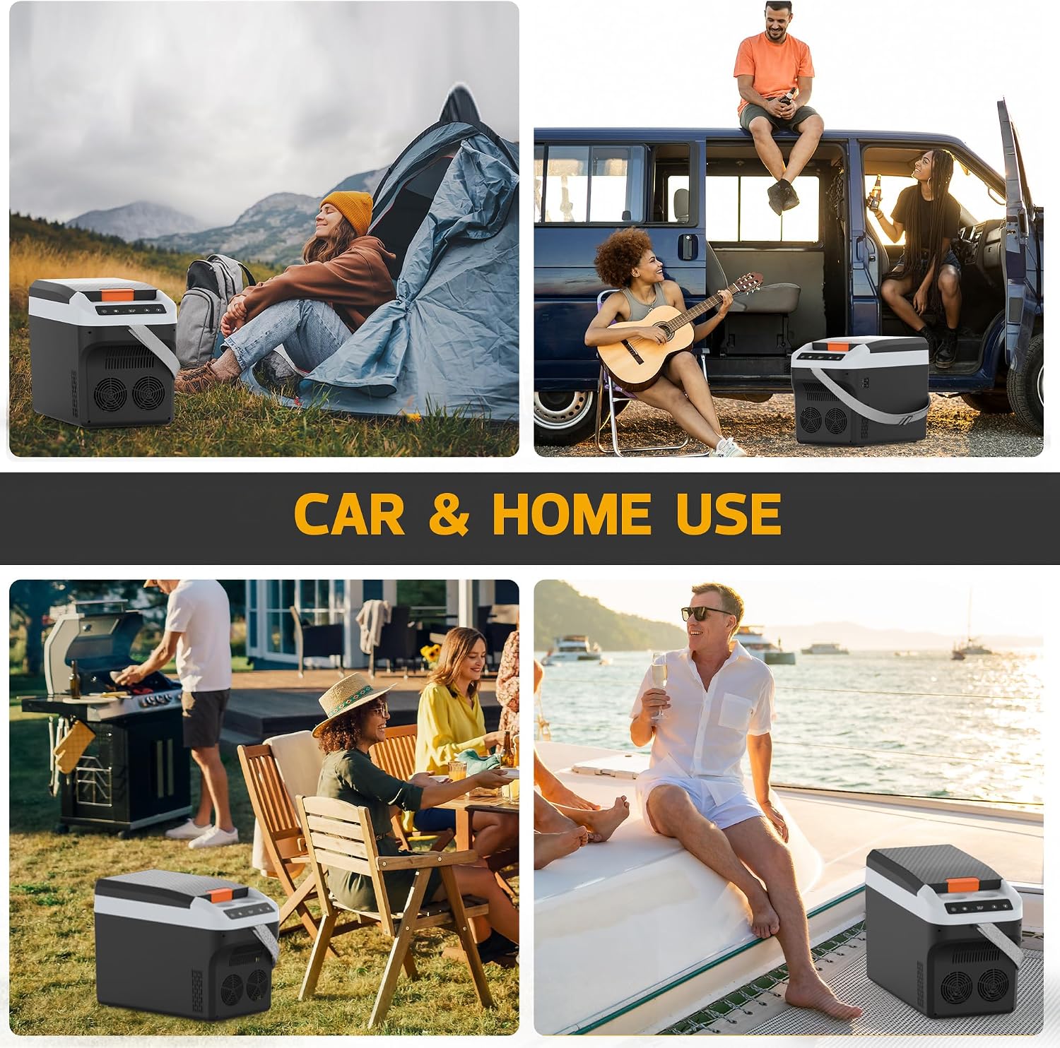 Kikihuose 12V Car Refrigerator Cooler/Warmer 23 Quart (22L) Portable Electric Car Cooler with 12 Volt DC &120V AC, Plug In Thermoelectric Fridge for Vehicles, Camping, RV, Dark Grey