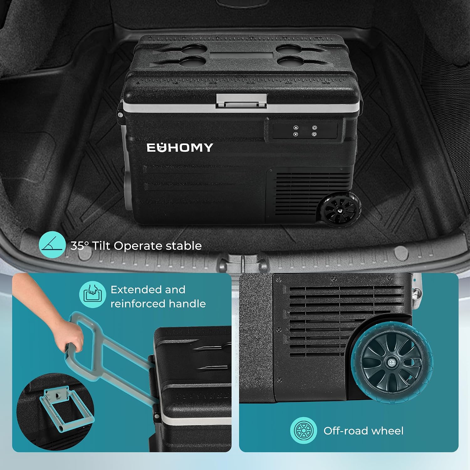 EUHOMY 12 Volt Refrigerator, 49QT(45L) 12V Fridge, Electric Cooler APP Control, Car Fridge 12/24V DC 110-240V AC, Car Refrigerator 0℉~68℉, 12 Volt Cooler for Camping, Trip, Truck, Boating, Outdoor