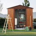KEIKI 6x6 FT Outdoor Metal Storage Shed with Peaked Roof,Vents,Window and Metal Foundation for Garden Yard Lawn