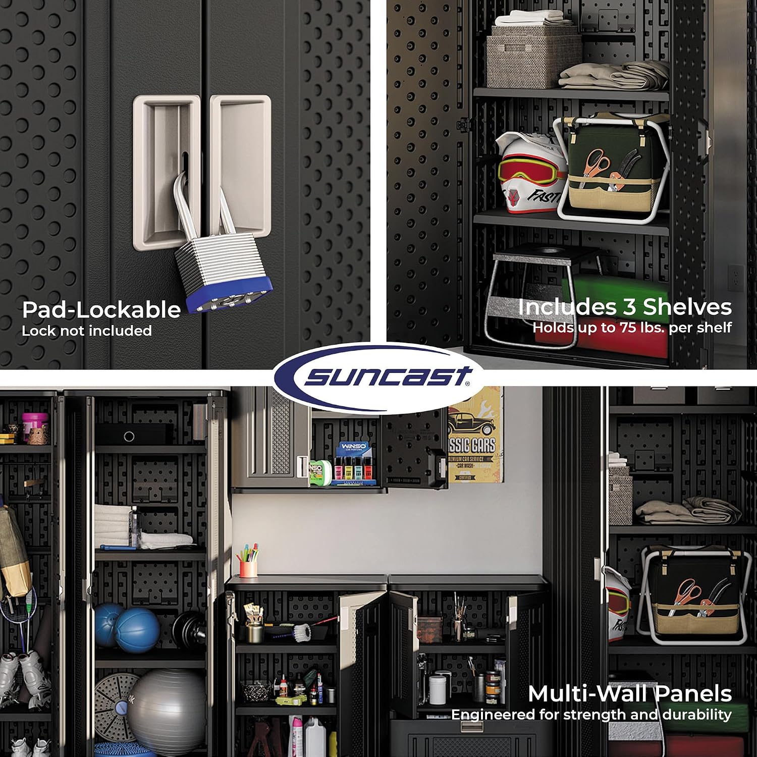 Suncast Mega Tall Storage Cabinet, Black