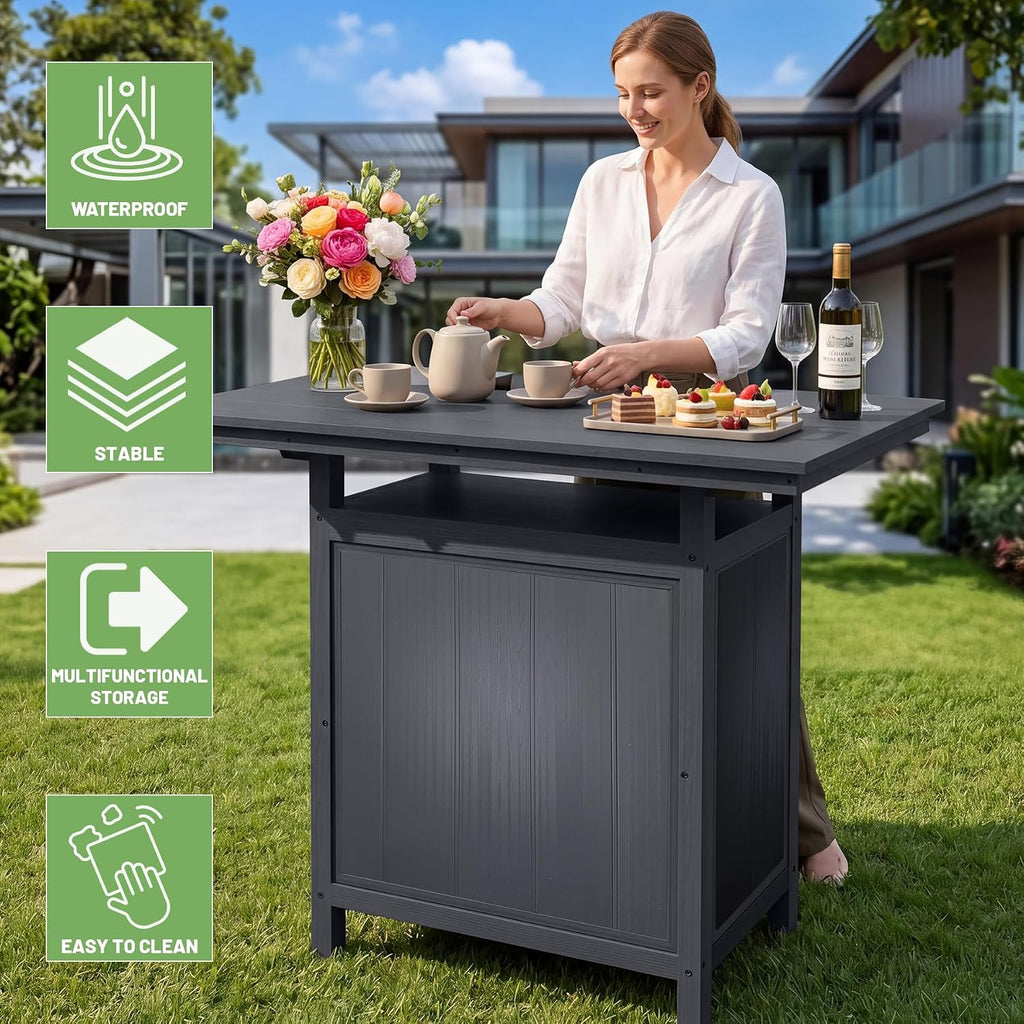 Outdoor Bar, Patio Bar, Outdoor Kitchen Island, Outside Bar, Backyard Bar, HDPE & Aluminum Frame for Entertaining