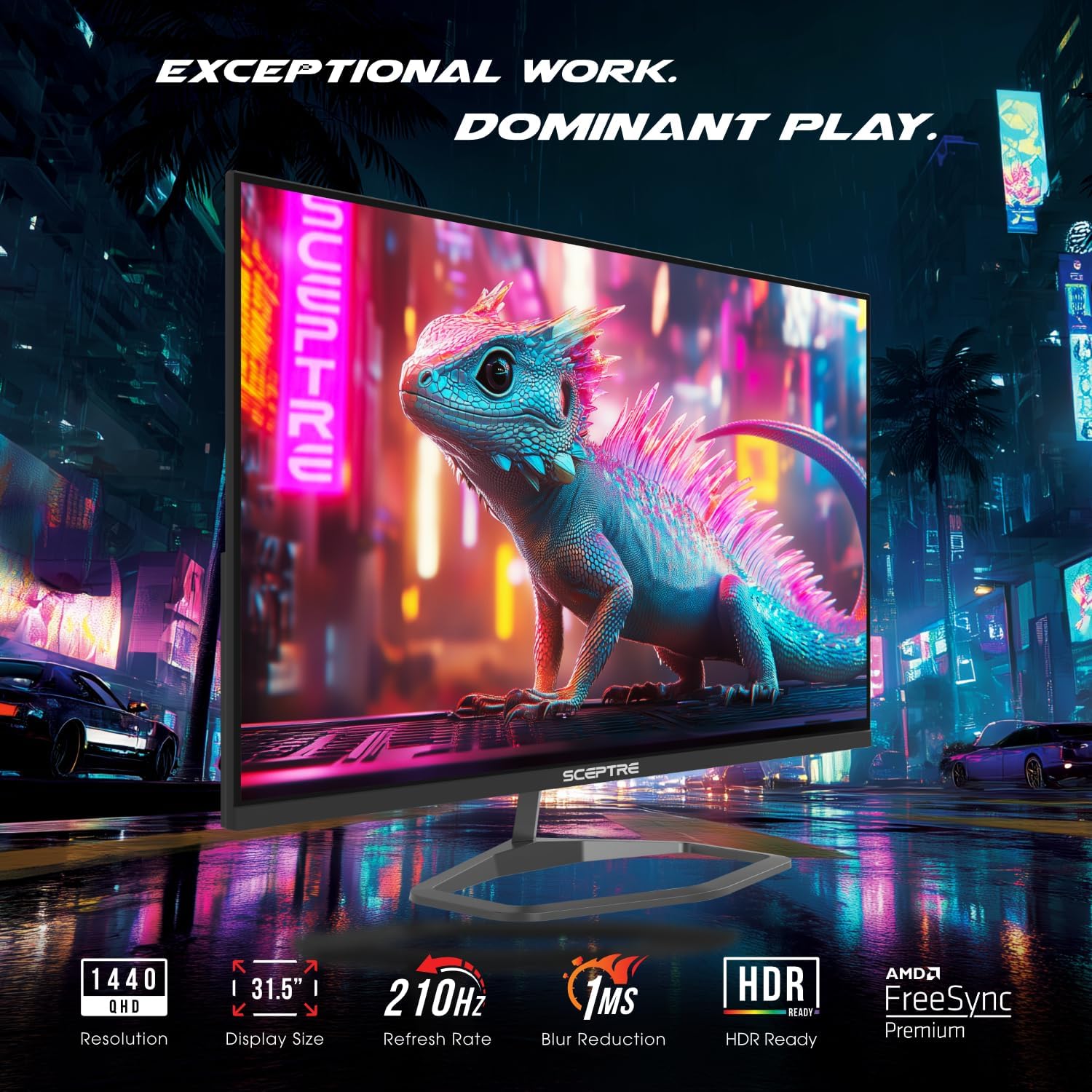 Sceptre New 32-inch 2K QHD Prime Gaming Monitor 2560 x 1440 up to 210Hz sRGB 115% 1ms DisplayPort HDMI Type-C Build-in Speakers, Machine Black 2026 ((E325B-QW200D Series)