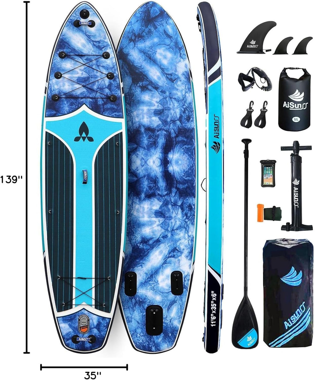 11'6''x35'' Super Wide Inflatable Paddle Board, 450lb Capacity Premium Stable SUP Board for 2+1 People/Family w/100L Backpack, Dual-Action Pump, Safety Leash