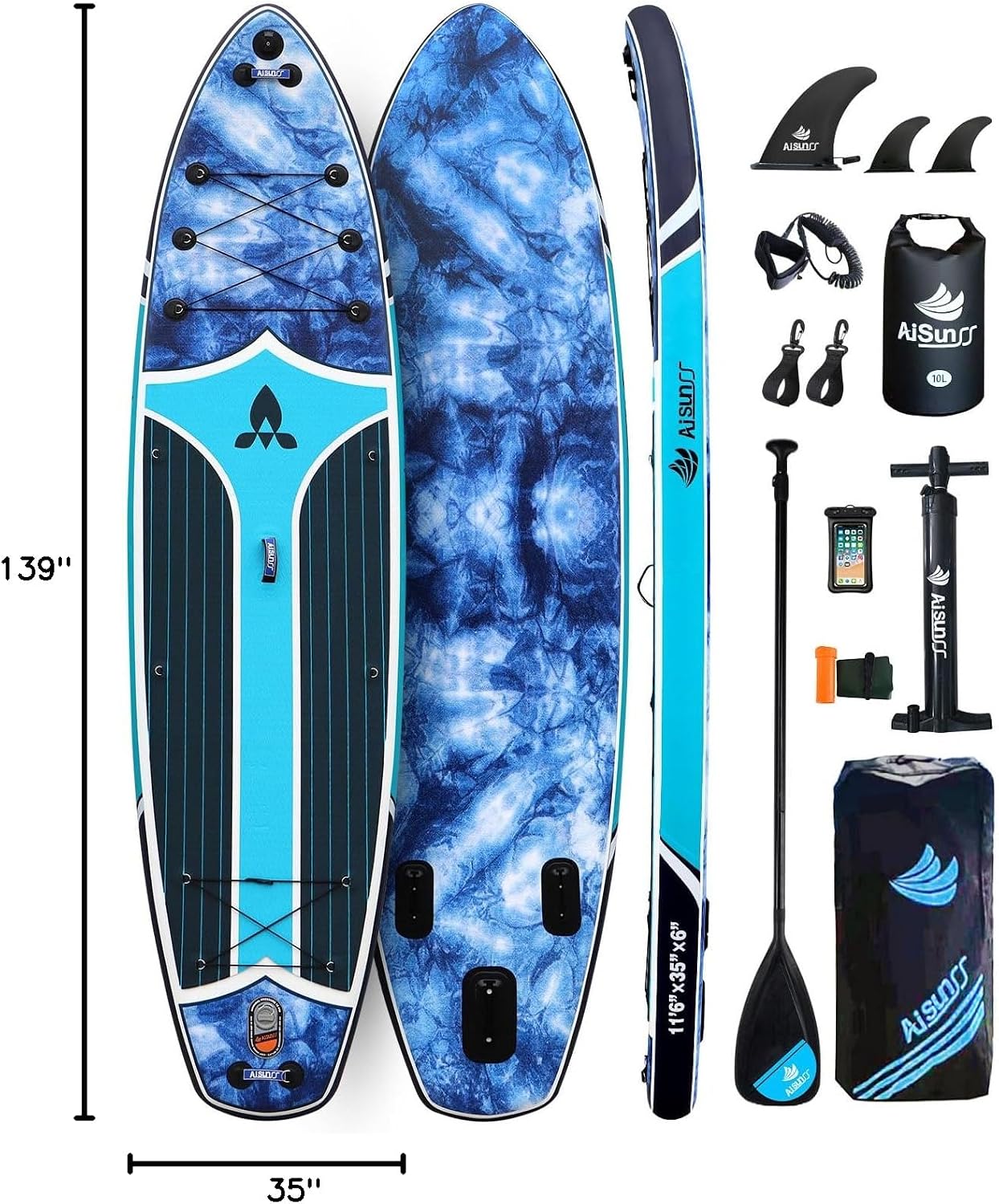 11'6''x35'' Super Wide Inflatable Paddle Board, 450lb Capacity Premium Stable SUP Board for 2+1 People/Family w/100L Backpack, Dual-Action Pump, Safety Leash