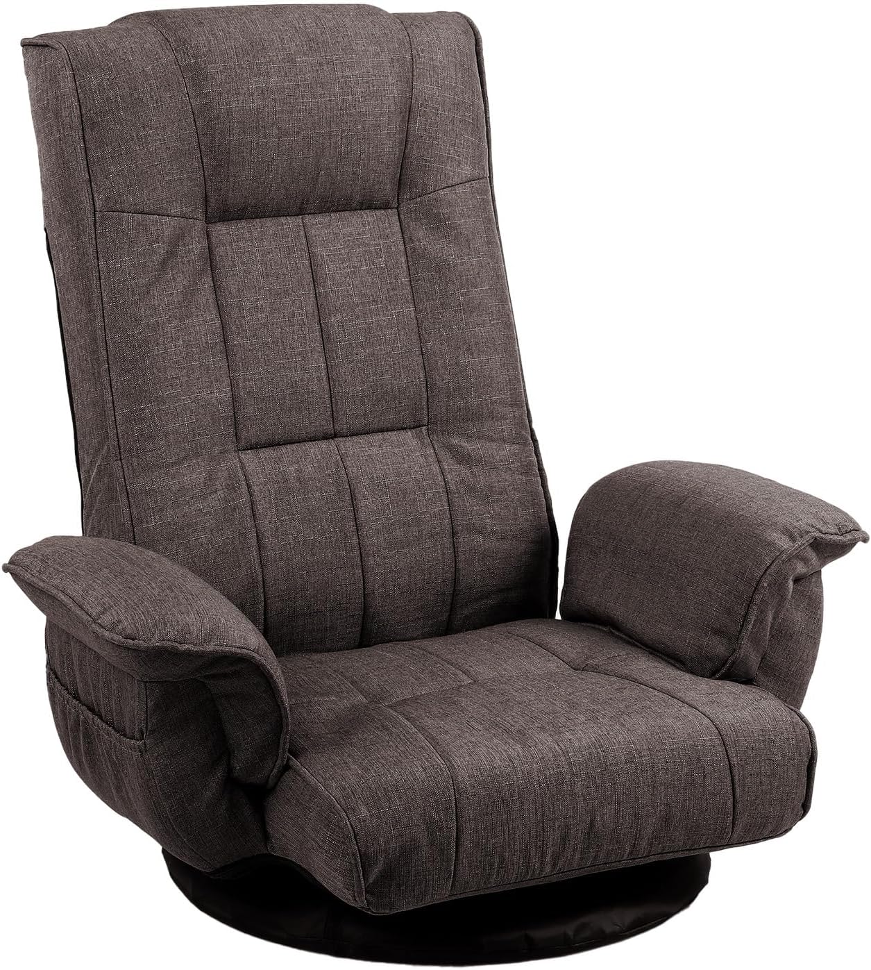 360 Degree Swivel Floor Chairs for Adults, Gaming Floor Chair with Back Support, 14 Angles Adjustable Comfortable Floor Lounge Chair Folding Video Game Chairs Office Bedroom 201 (Brown)