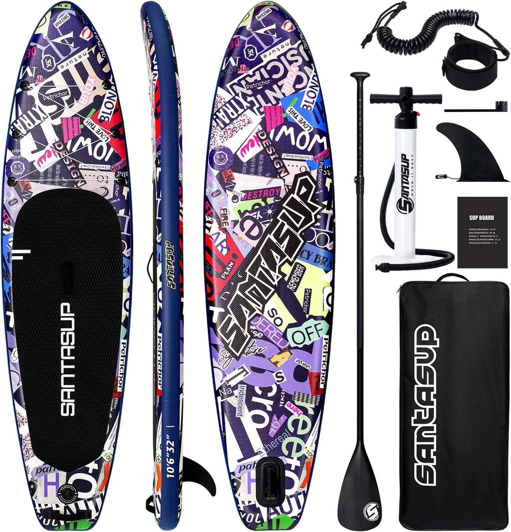 10'6'/11'Wide Inflatable Stand Up Paddle Board for Adults & Youth of All Skill Levels, with Premium SUP Paddleboard Accessories, Anti-Slip EVA Deck
