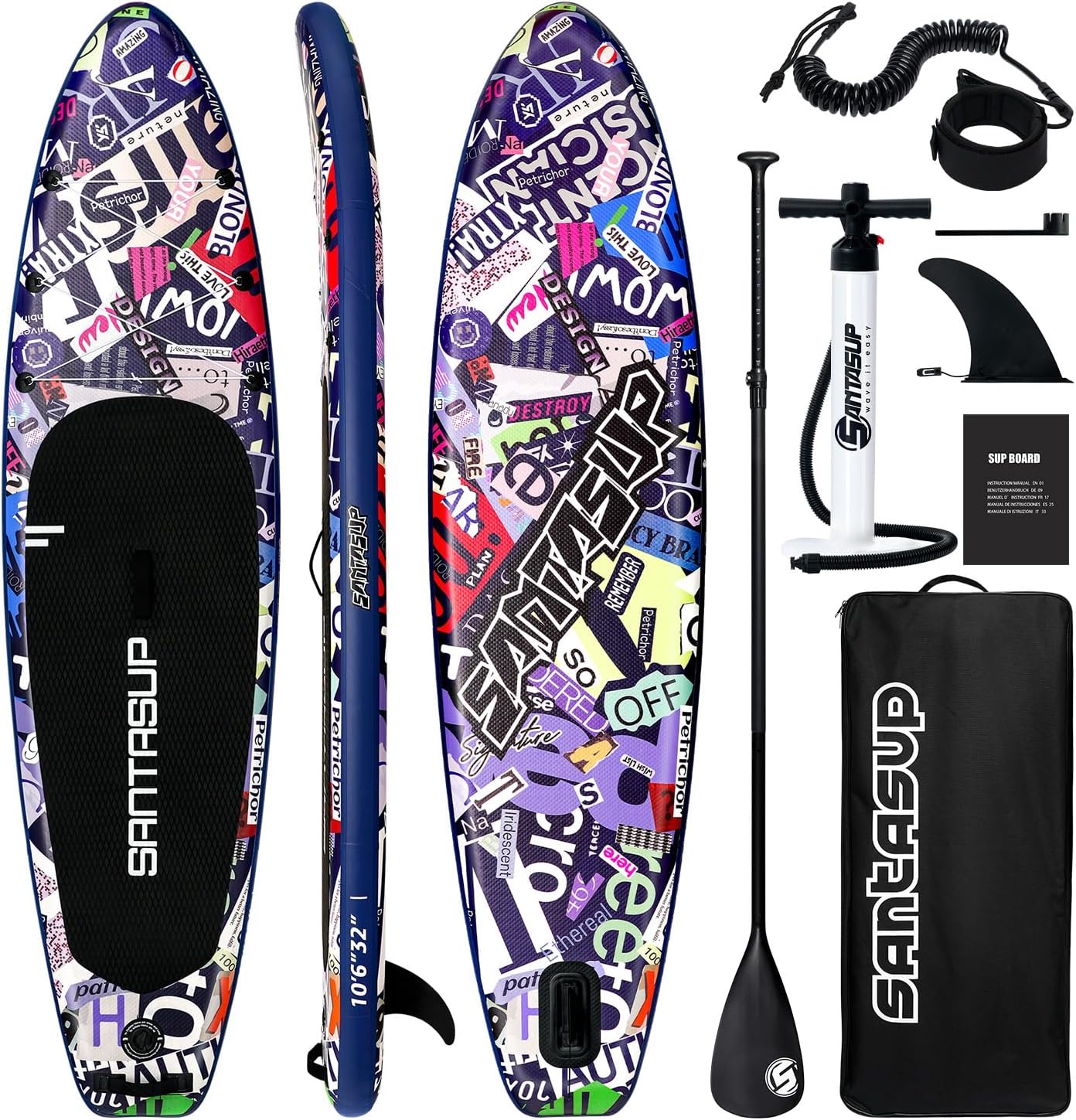 10'6'/11'Wide Inflatable Stand Up Paddle Board for Adults & Youth of All Skill Levels, with Premium SUP Paddleboard Accessories, Anti-Slip EVA Deck