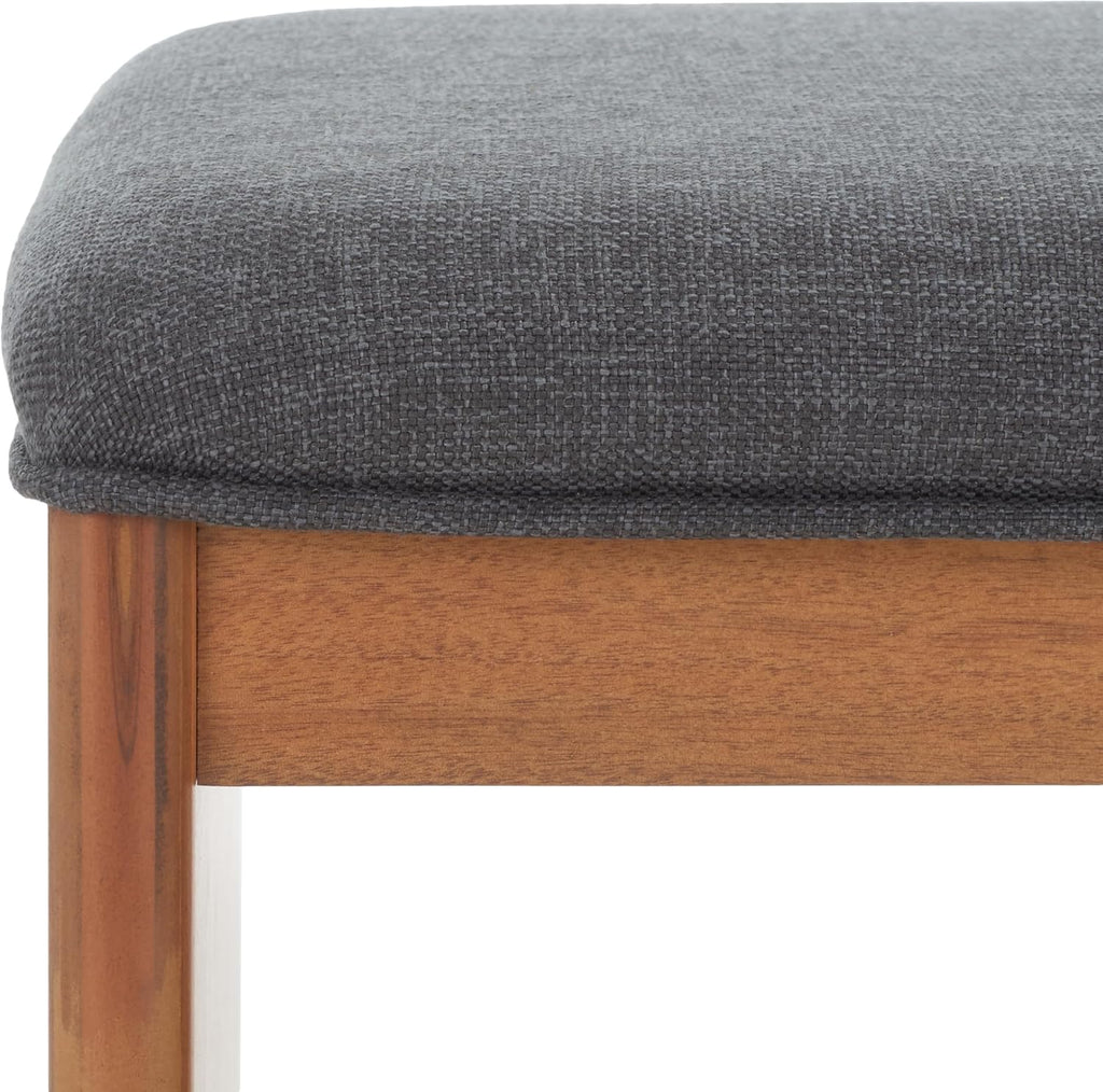 SAFAVIEH Home Collection Solo Dark Grey/Natural Open Shelf Bench with Cushion