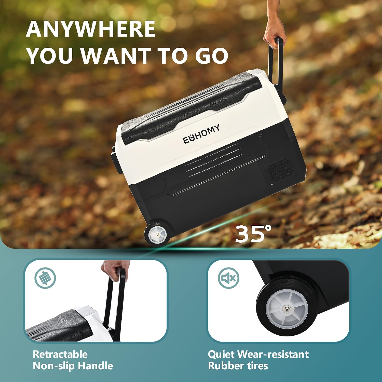 EUHOMY 12 Volt Refrigerator, 48QT(45L) 12V Fridge, Electric Cooler 12/24V DC 100-240V AC -4℉~68℉, 12V Freezer Removable Divider, Car Fridge for Camping, RV, Travel, Fishing, Outdoor