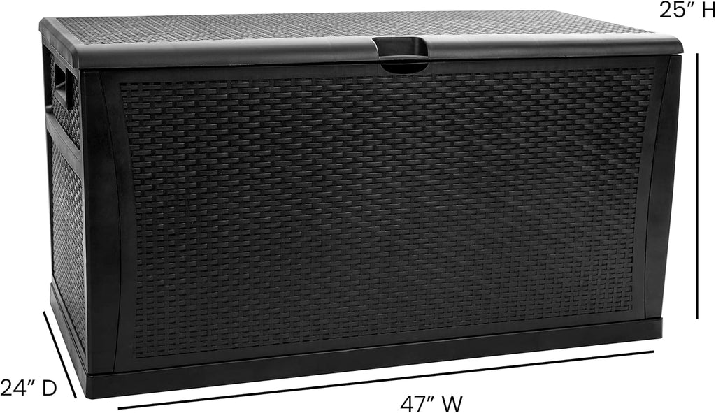 Flash Furniture 120 Gallon Plastic Deck Box - All-Weather Patio Storage and Organization for Throw Pillows, Pool Toys or Garden Tools